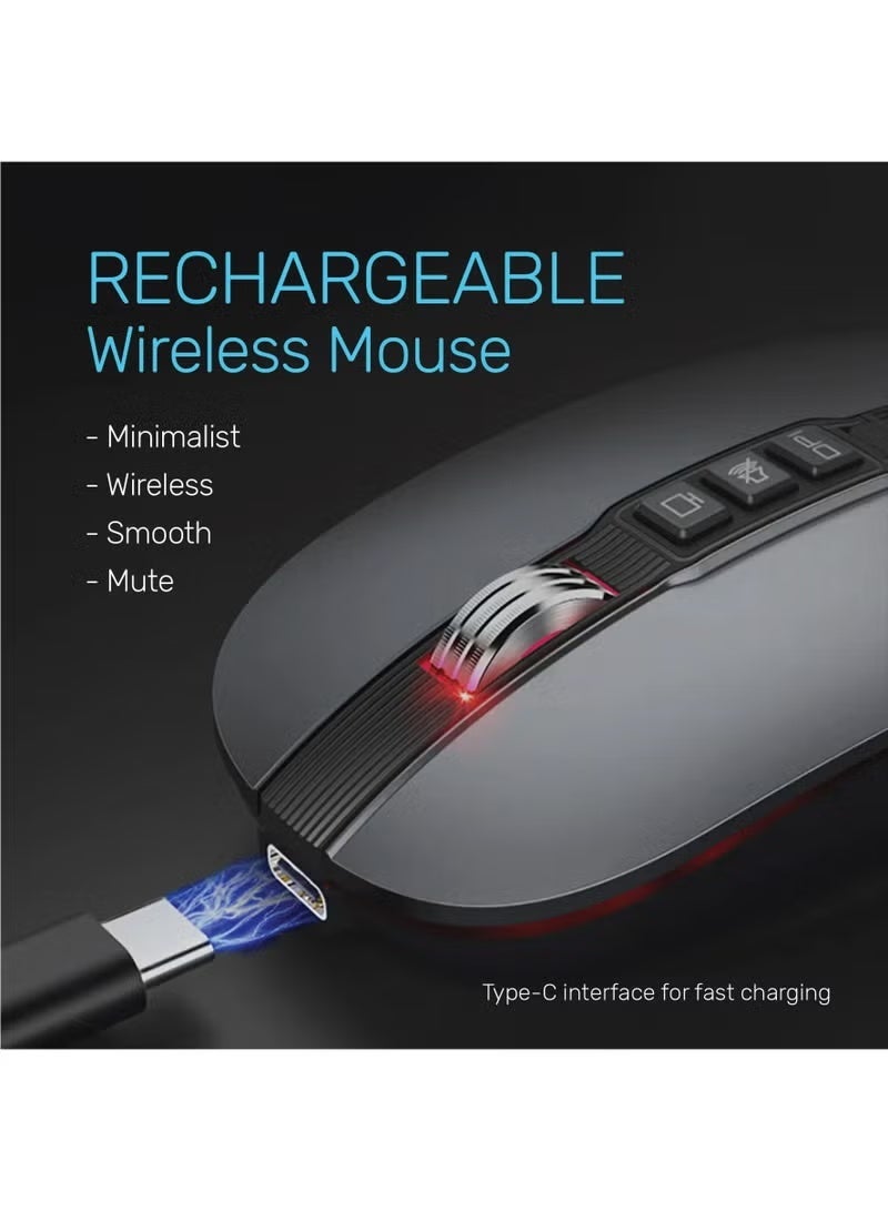 arizone S09 Wireless Mouse, Rechargeable Wireless Silent Mouse, 2.4G Portable USB 2400 Dpi Optical Wireless Computer Mouse with USB Receiver - Image 4